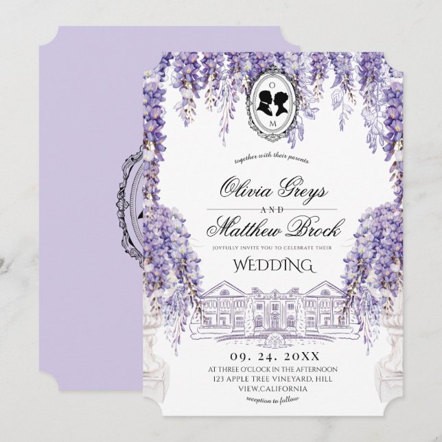 Convites Florais Elegantes Vitorianos Casamento Regência  (Frente/Verso)