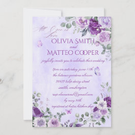 Convites Florais em Aquarela Roxa Elegante