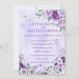 Convites Florais em Aquarela Roxa Elegante