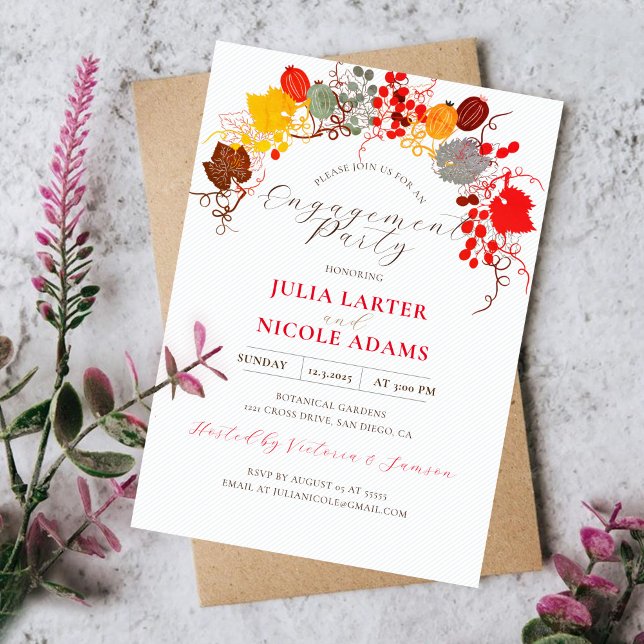 Convites Florais Franceses Festa de noivado de Uvas de Berr (Criador carregado)