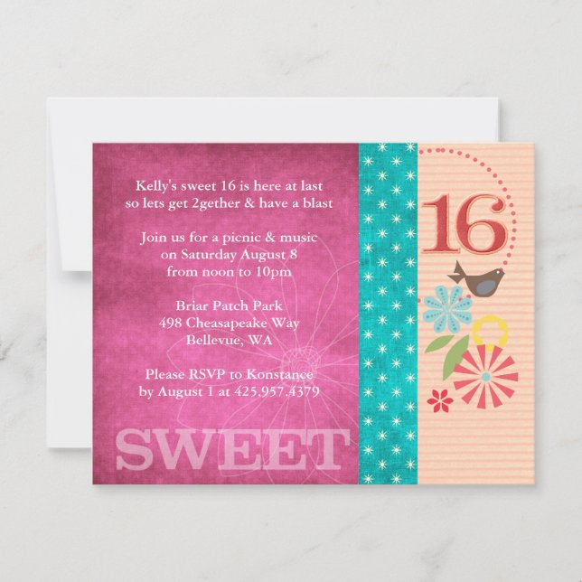 Convites Florais Funky (Frente)