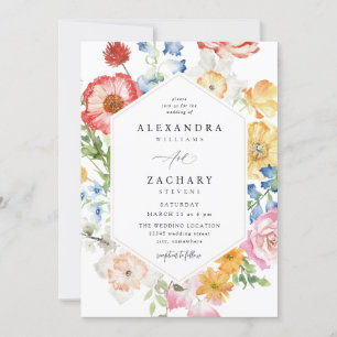 Convites Florais primavera Multi Color Casados 2up