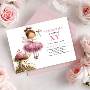 Convites Florais Rosa Dourado para 1º Aniversário 