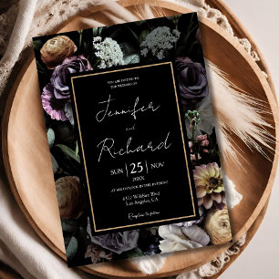 Convites Florais Sombrios e Suntuosos Casamento Preto Vinta