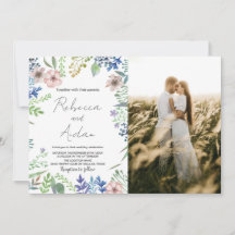 Convites Florais Verdes para Casamento com Fotogra