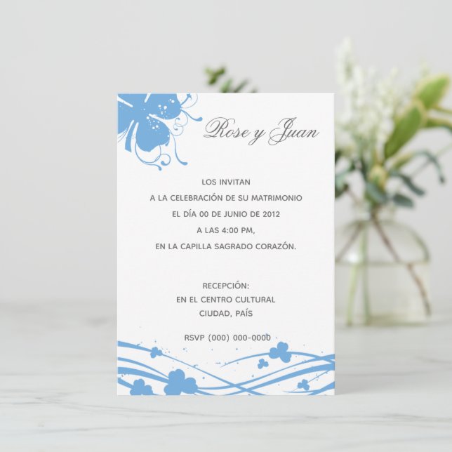 Convites Floral-02 - Invitación de Boda (Em pé/Frente)