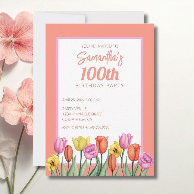 Convites Floral 100th Birthday Party (Criador carregado)