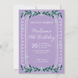 Convites Floral 19th Birthday Invitation Lilac Coquette
