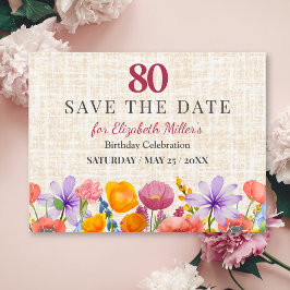 Convites Floral 80th Birthday Save the Date - Garden Party