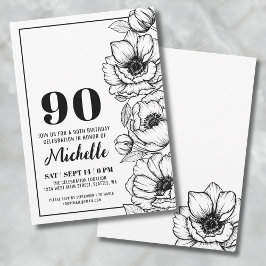 Convites Floral 90 Birthday