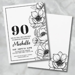 Convites Floral 90 Birthday