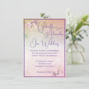Convites Floral Acima Do Casamento De Rosa De Nuvens