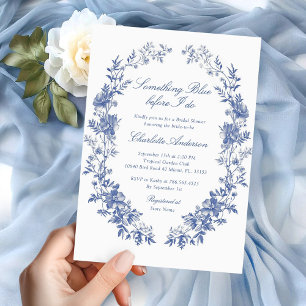Convites Floral Algo Chá de panela Azul