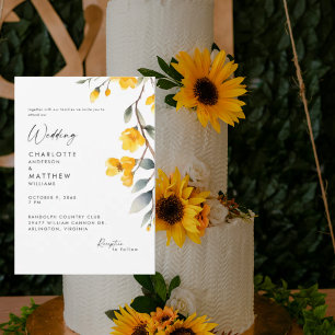 Convites Floral Amarelo Moderno Junto Com Casamento