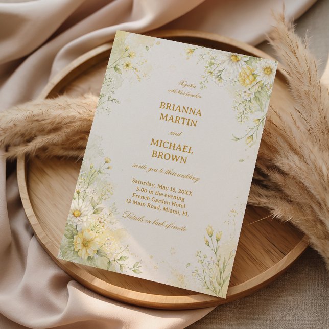 Convites Floral Amarelo Suave (Criador carregado)