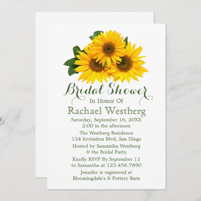 Convites Floral Amarelo-Verde-Chá de panela (Frente/Verso)