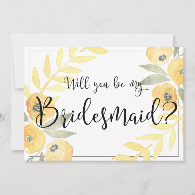 Convites Floral Amarelo Você Será Minha Carteira De Bridesm (Frente)