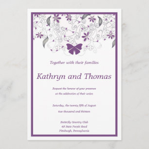 Convites Floral and butterfly wedding invitation