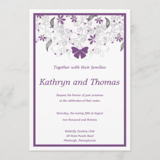 Convites Floral and butterfly wedding invitation