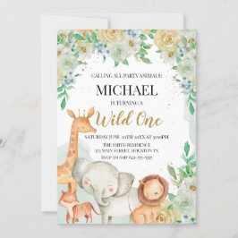 Convites Floral animals birthday invitation custom 