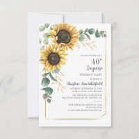 Floral Aniversário de 40 anos Girassol Eucalipto