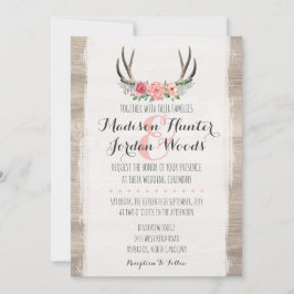 Convites Floral Antlers Rustic Wedding Personalizado Formal