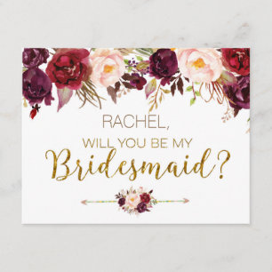 Convites Floral Autumn Você Será Minha Carta De Bridesmaid