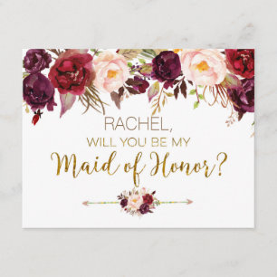 Convites Floral Autumn Você Será Minha Madrinha de casament
