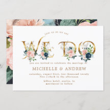 floral azul azul de meia-noite nós fazemos casamen