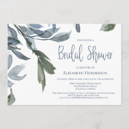 Convites Floral Azul Chá de panela de Casamento Moderno