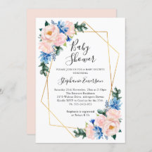 Floral Azul Cor-de-Rosa chá de fraldas