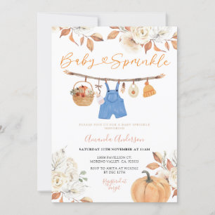 Convites Floral Baby Clothesline Pumpkin Fall Baby Sprinkle