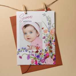 Convites Floral Baby Mensal Milestone Hanging Card Foto