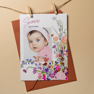 Convites Floral Baby Mensal Milestone Hanging Card Foto