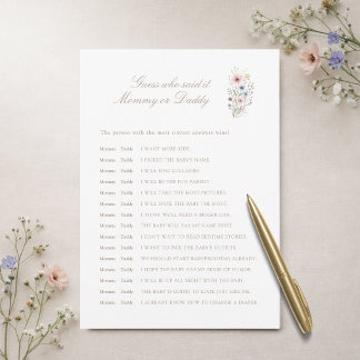 Convites Floral Baby Shower Game Guess Who Said It Card