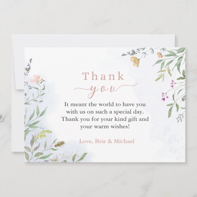 Convites Floral Baby Shower Thank You Card (Frente)