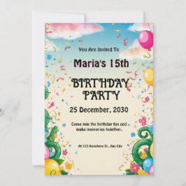 Convites Floral Balloona Personalizada Aniversário