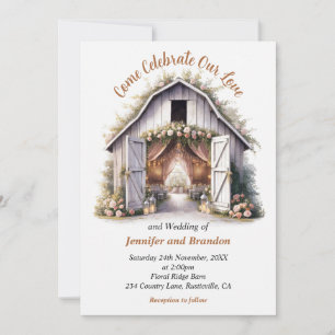 Convites Floral Barnyard Wedding
