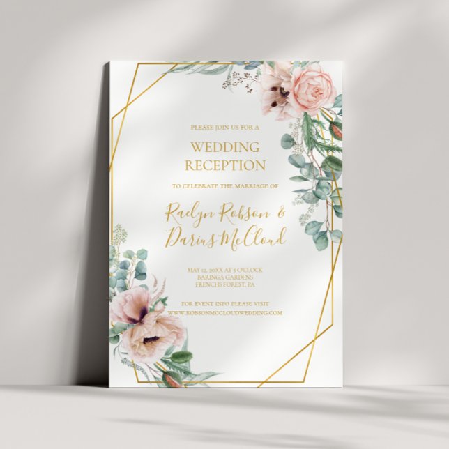 Convites Floral Bege Elegante | Recepção de Casamento (Criador carregado)