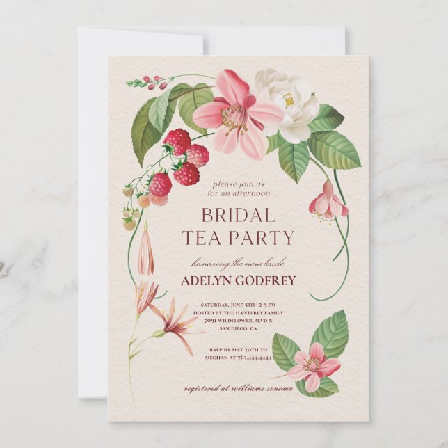 Convites floral berry Wildflower Bridal Shower (Frente)