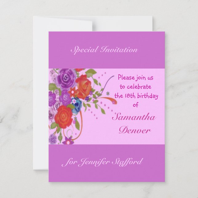 Convites Floral Birthday (Frente)