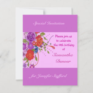 Convites Floral Birthday