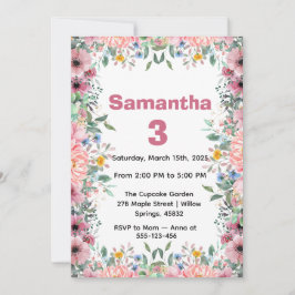 Convites Floral Birthday Invitation, Wildflowers Birthday