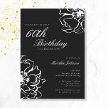 Convites Floral Black e White 60th Birthday<br><div class="desc">60º Convite de Aniversário, preto e branco. Nosso design de convite apresenta um incrível motivo floral preto e branco, combinando simplicidade com sofisticação. Os delicados motivos florais contrastam lindamente com o fundo estaladiço, criando um olhar simples e elegante. Junte-se a nós para uma noite inesquecível onde todos os detalhes são...</div>