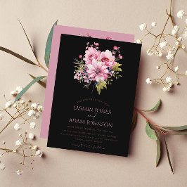 Convites Floral Black Pink Flowers Dark Aestética Casamento