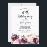 Convites Floral Bloom Purple Watercolor aniversário de 30 a<br><div class="desc">Mais bonito Convites Florais de Aniversário na Loja Little Bayleigh!</div>