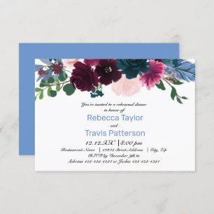 Convites Floral Blooms Blue - 3x5 Janto de ensaio