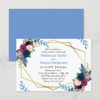 Convites Floral Blooms Mod Blue - 3x5 Janto de ensaio