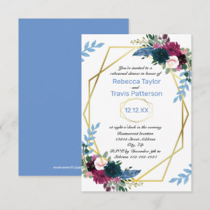 Convites Floral Blooms Mod Blue V - 3x5 Janto de ensaio