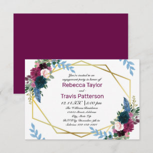 Convites Floral Blooms Mod Plum - Festa de noivado 3x5